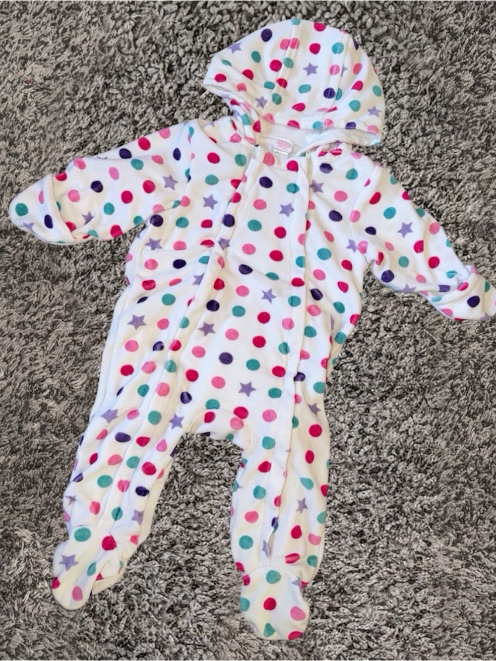 Baby Hooded Pram Snowsuit with Colorful Polka Dots